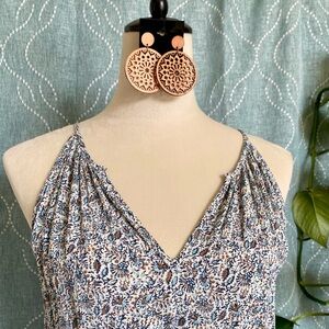 GAP Paisley Maxi Dress Tie Waist V-Neck